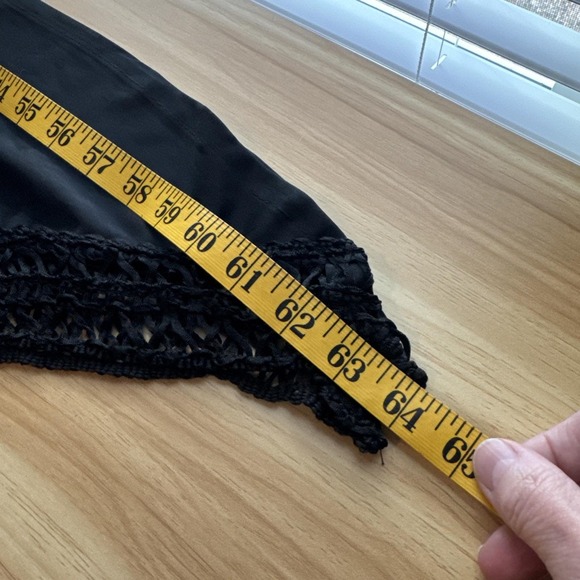 VTG Black Polyester Floral Embroidery Piano Triangle Shawl‎ Boho Hippie Shrug main image 5